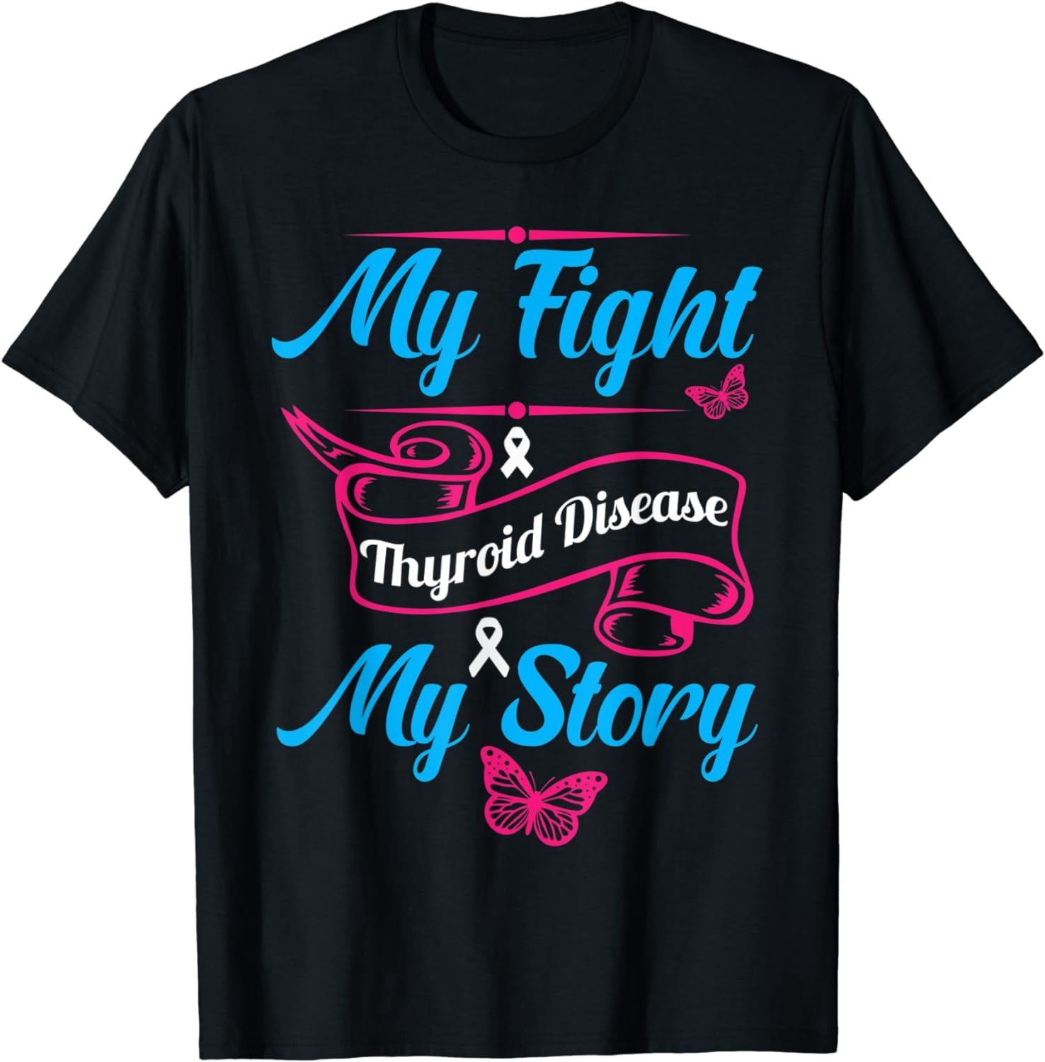 Thyroid Hashimotos Hypothyroidism Awareness Survivor Ribbon T-Shirt ...