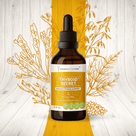 Secrets Of The Tribe Thyroid Secret Blend Tincture Dietary Supplement, Natural Extract, Made from Oatstraw, Horsetail, Broccoli, Echinacea, Ashwagandha, Kelp 4 oz