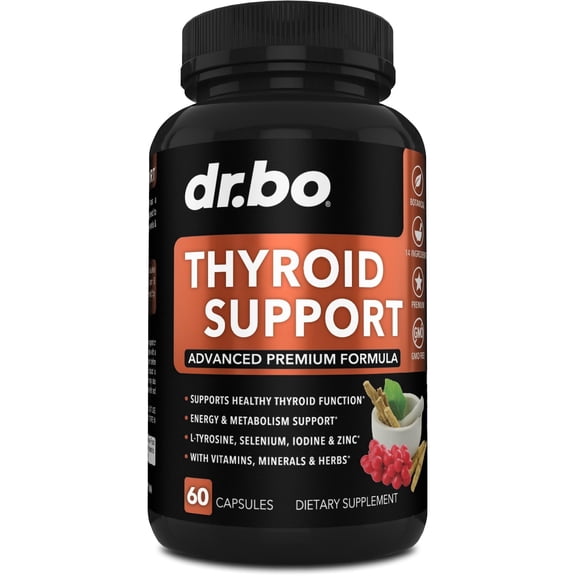Thyroid Support for Women & Men Supplement, Mood & Energy, L-Tyrosine Iodine 60 Capsules