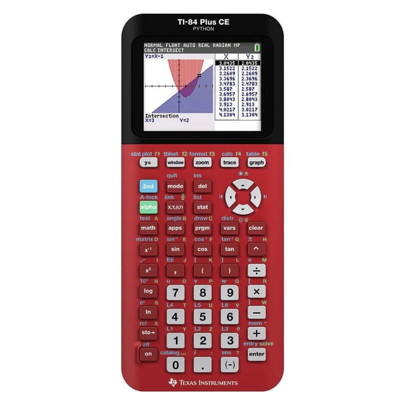 Pre-Owned Texas Instruments TI-84 Plus CE Python Graphing Calculator, Radical Red, Python, Rechargeable, High School and College