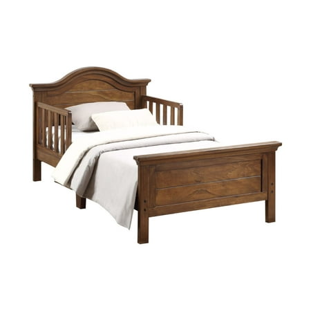 Ti Amo Catania Toddler Wood Bed with Safety Rails, Rustic Brown