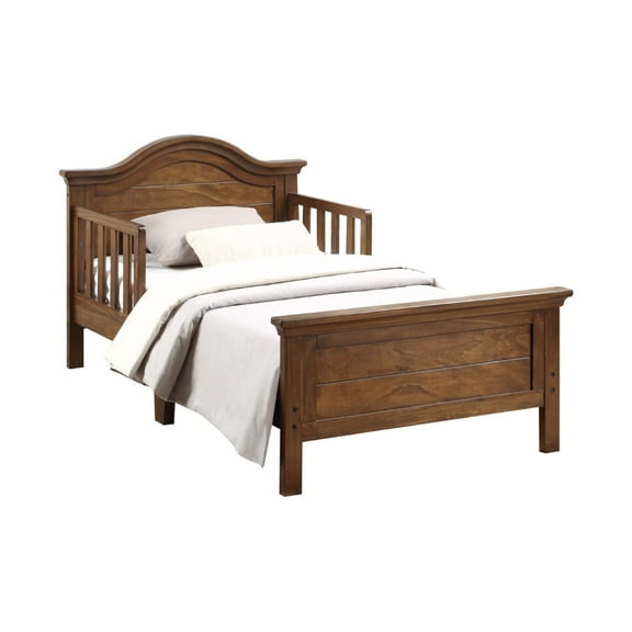 Ti Amo Catania Toddler Wood Bed with Safety Rails, Rustic Brown