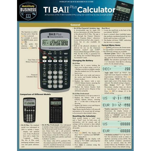 TI BA II Plus Calculator : a QuickStudy Laminated Reference Guide (Other)