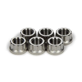 Ti22 Performance TIP1054 0.375-24 in. Thread Torque Tube Nut with 12 Point Titanium, Natural - Set of 6