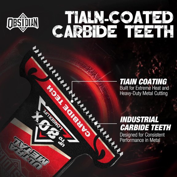 TiAlN Obsidian Carbide Oscillating Saw Blades (Pro), Oscillating Tool Blades for Hard Metal, Nails, Bolts & Screws, Universal Fit Multi Tool Blades, 3-Pack