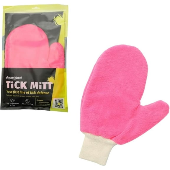 TiCK MiTT Pink Tick Removal Glove for Pets & People - Gently Remove Ticks with Ease - Chemical-Free, Durable, Portable Tick Management Tool for Outdoor Adventures & Everyday Use