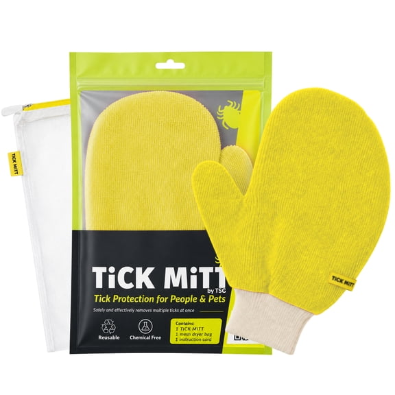 TiCK MiTT Yellow Tick Removal Glove for Humans & Pets - Safely Remove Ticks Effortlessly, Chemical-Free, Durable, Portable Tick Management Tool for Outdoor Adventures & Everyday Use