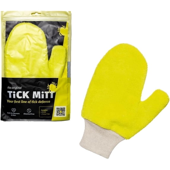 TiCK MiTT Yellow Tick Removal Glove for Humans & Pets - Safely Remove Ticks Effortlessly, Chemical-Free, Durable, Portable Tick Management Tool for Outdoor Adventures & Everyday Use