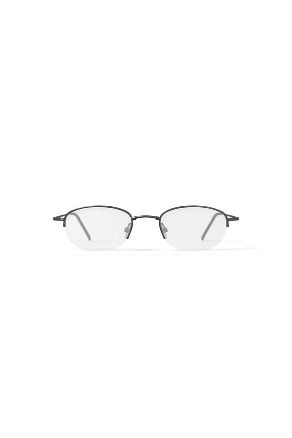 Men's T1518 Oval Oval Prescription Eyeglasses with Case, Dark Pewter