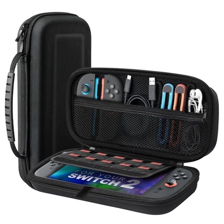 TiMOVO Hardshell Carrying Case with 10 Game Card Slots for Nintendo Switch 2, Black