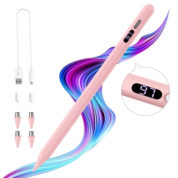 TiMOVO Stylus Pens for Touch Screens with Power Display, Fast Charge iPad Pencil Compatible with Apple iPad iPhone Android IOS Samsung Lenovo Tablets Smart Phone,Pink