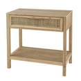 thumbnail image 1 of Tia 22 Inch Accent Side Table, Pine, Woven Rattan, 1 Drawer, Natural Brown, Saltoro Sherpi, 1 of 5