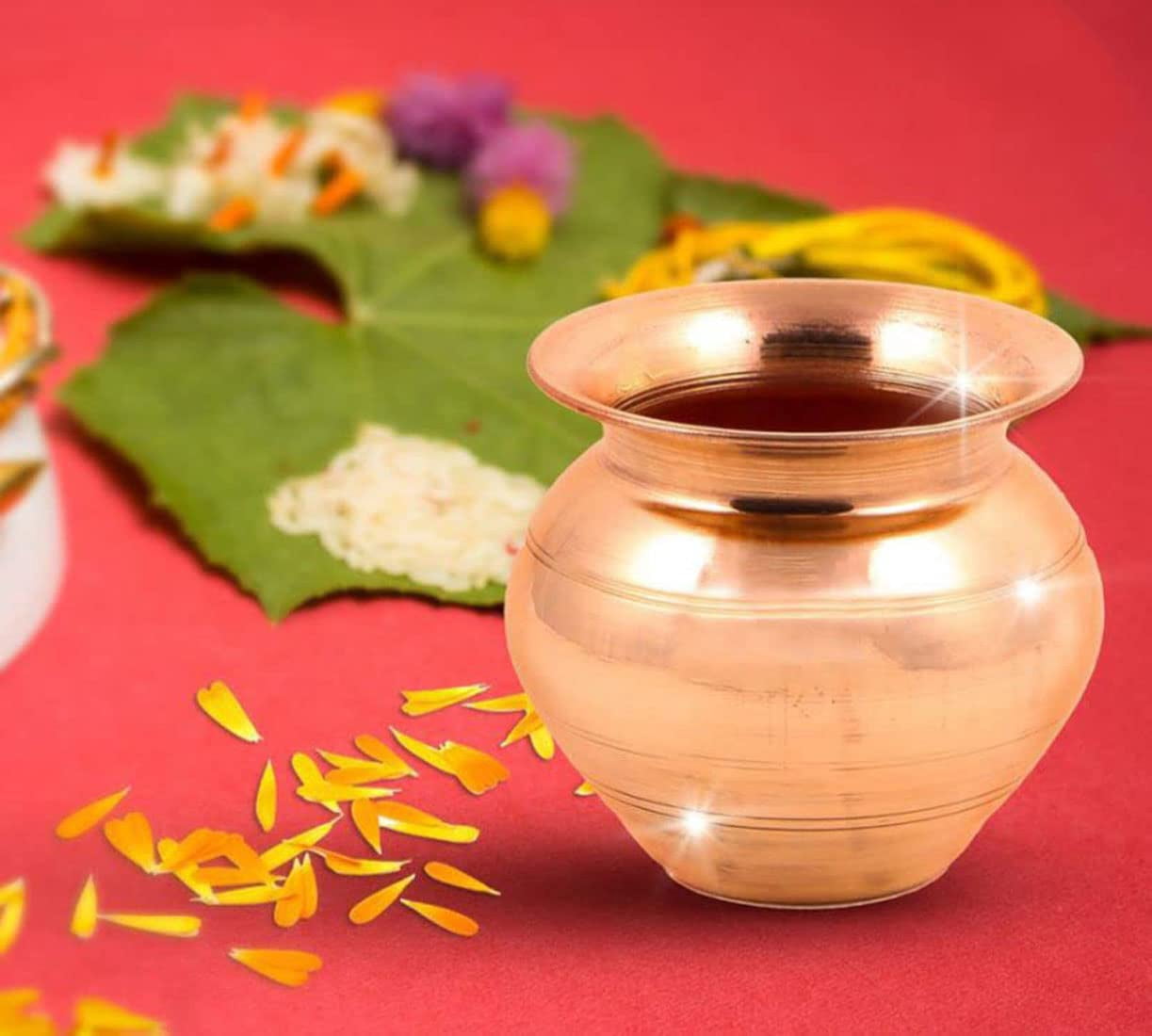 Handcrafted Pure Brass Lota | Traditional Pital Kalash for Puja & Home Décor | Antique Finish Brass Pot for Temple Use – 150 ml Approx