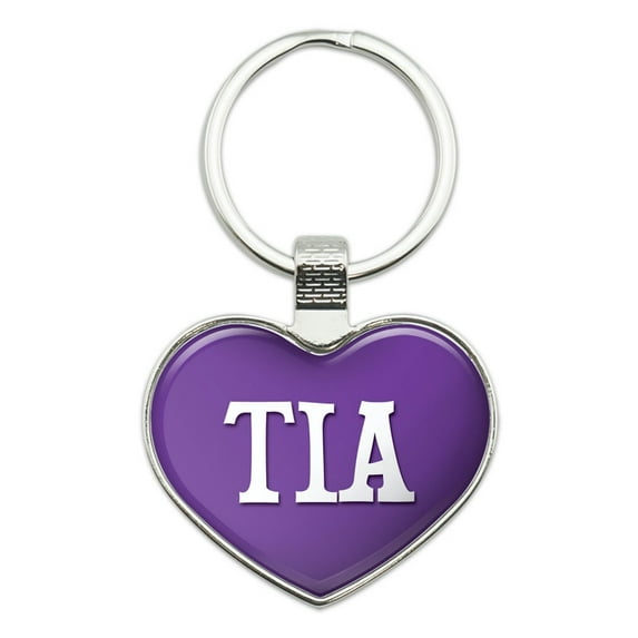 Tia I Love Name Heart Metal Key Chain