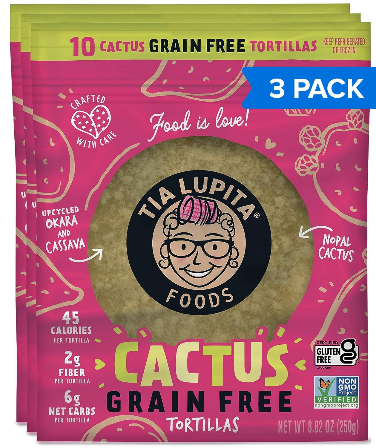 Tia Lupita Cactus Grain Free Tortillas Low Carb, High Fiber, Low Calorie, Gluten Free Healthy