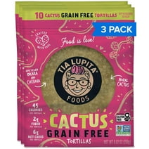 Tia Lupita Cactus Grain Free Tortillas Low Carb, High Fiber, Low Calorie, Gluten Free Healthy Tortilla, 3 Packs of 10