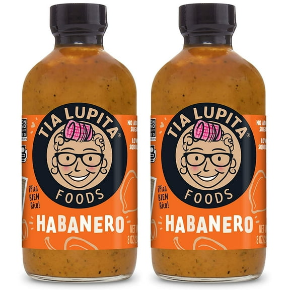 Tia Lupita Foods Habanero Hot Sauce Keto & Low Sodium with Real Habanero Pepper, 8 Oz Pack of 2