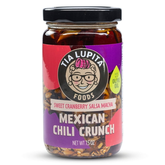 Tia Lupita Foods Salsa Macha Chili Crunch Oil, Cranberry & Chile, Morita, Gluten-Free