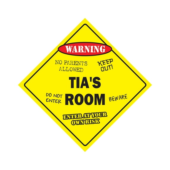 Tia's Room Sign Crossing Zone Xing | Indoor/Outdoor | 12" Tall kids bedroom decor door children's name boy girl