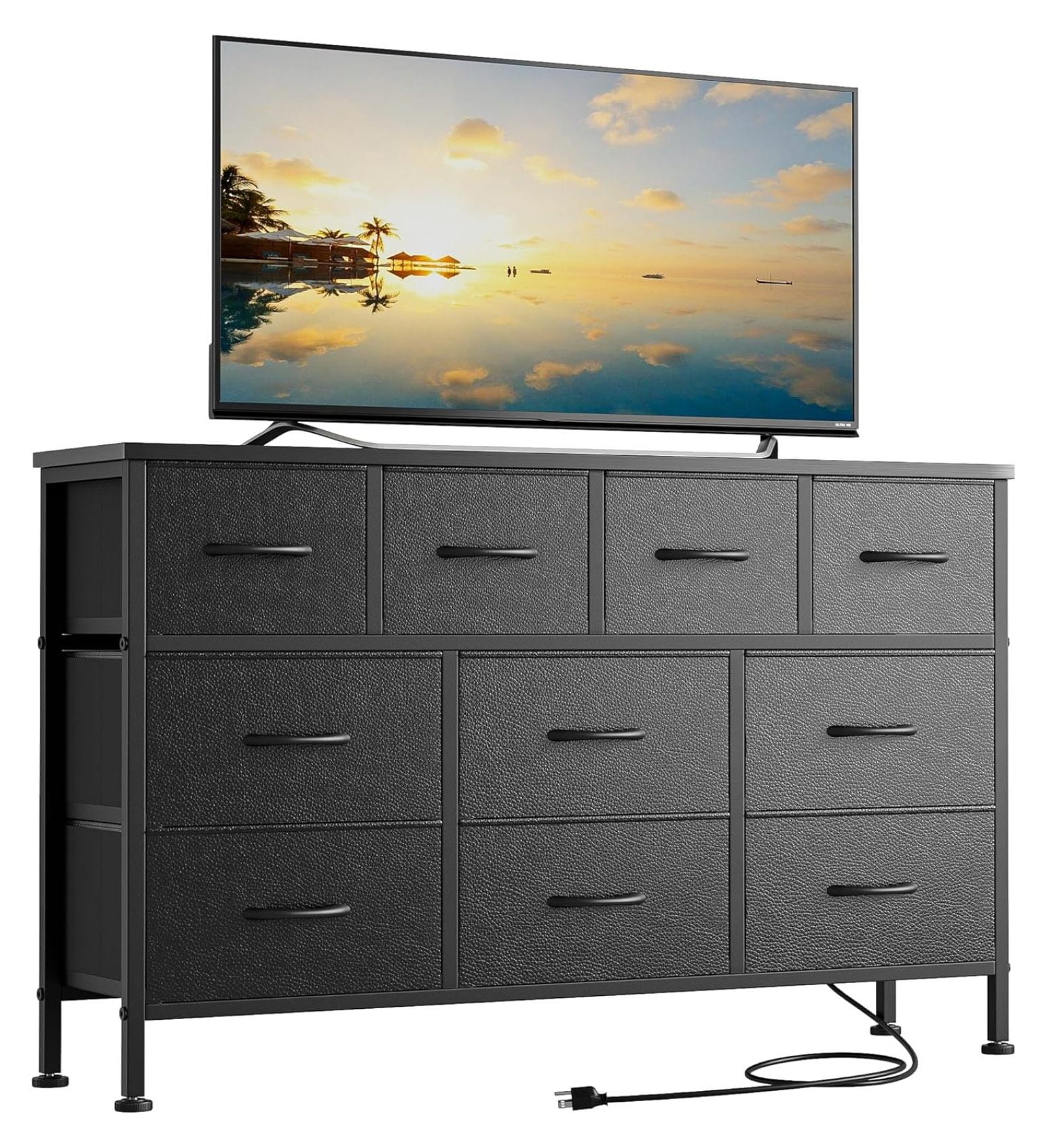 TiaGOC 10 Drawer Dresser, 43" Dresser TV Stand with Power Outlet