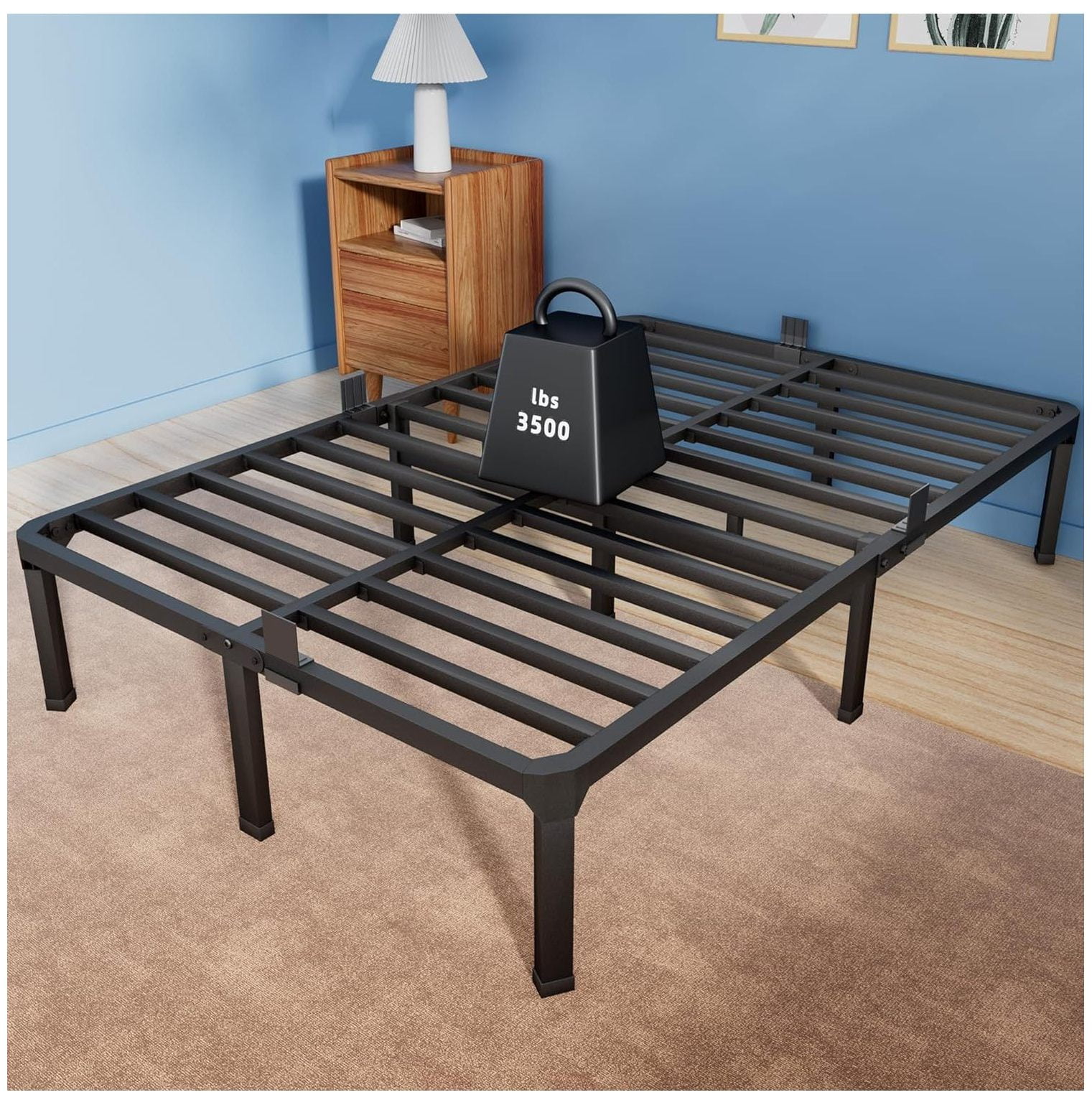 TiaGOC 14 Inch Queen Size Bed Frame with Mattress Slide Stopper
