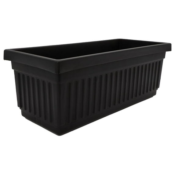 TiaGOC 24 Inch Venetian Rectangular Window Planter Box - Lightweight Plastic Indoor Outdoor Plant Pot with Drainage for Windowsill, , Flowers, Black