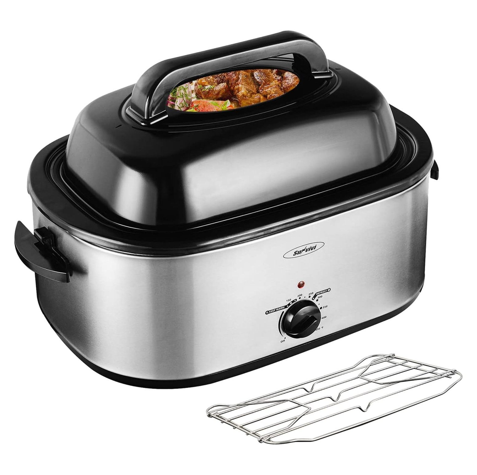 TiaGOC 24 Quart Electric Roaster with Removable Pan,Electric Turkey