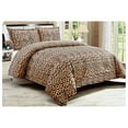 TiaGOC 3 Piece Queen Size Bed Safari Leopard Comforter Set Animal Print Bed in a Bag Brown Black