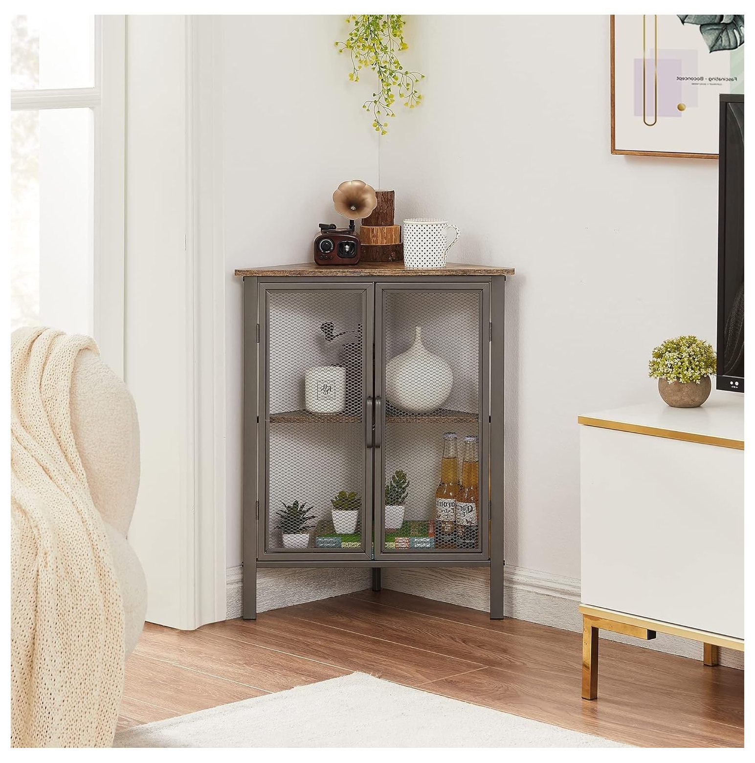 TiaGOC 3 Tier Cabinet Table Display Shelves With Free Standing Storage   TiaGOC 3 Tier Cabinet Table Display Shelves With Free Standing Storage Mesh Small Space Living Room Kitchen Bedroom Corner Shelf With Door Grey 0beb7bd3 4ece 40fc 8615 Ed05f8d177f8.9c36277d8801bdbe1b0a4811a1b22b4b 