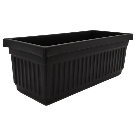 TiaGOC 30 Inch Venetian Rectangular Window Planter Box - Lightweight Plastic Indoor Outdoor Plant Pot with Drainage for Windowsill, , Flowers, Black