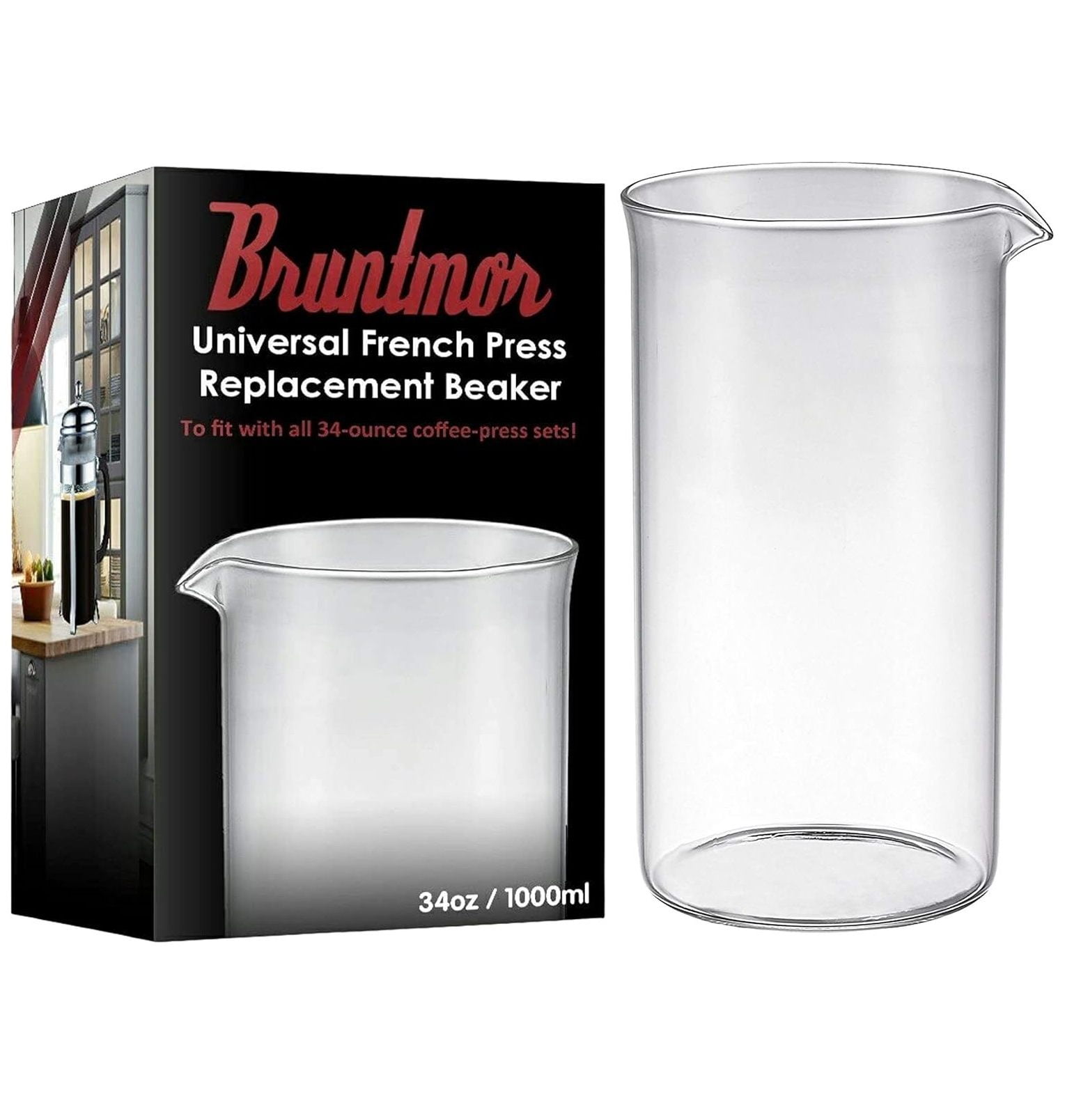 TiaGOC 34 Oz French Press Replacement Glass Beaker Carafe, 8 Cup Glass