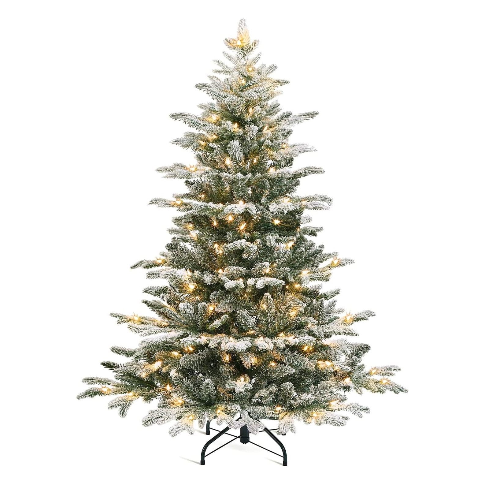 TiaGOC 4.5FT Prelit Flocked Artificial Christmas Tree, PE & PVC Aspen