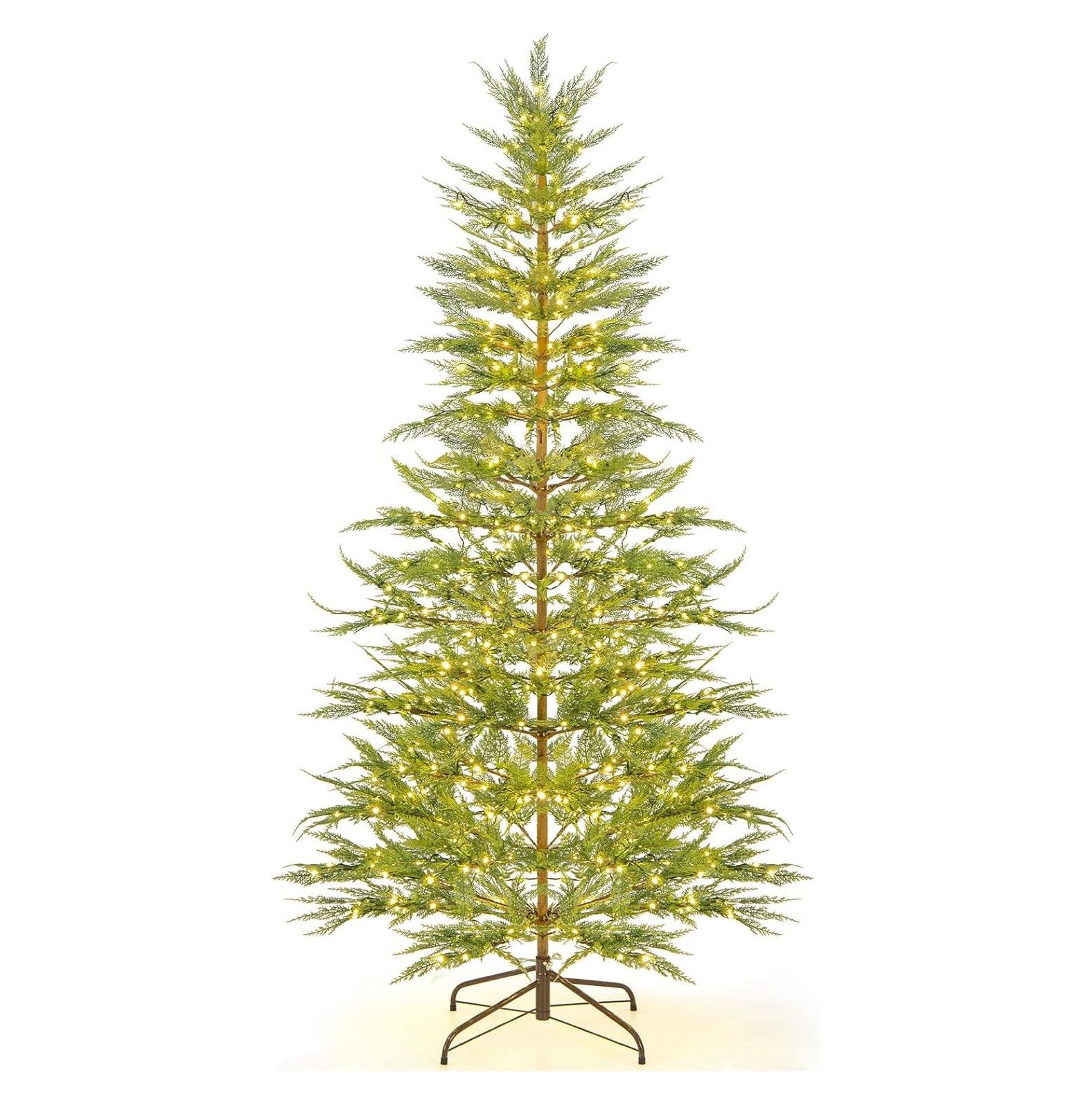 TiaGOC 7.5 FT Artificial Cypress Christmas Tree, Prelit Hinged Xmas