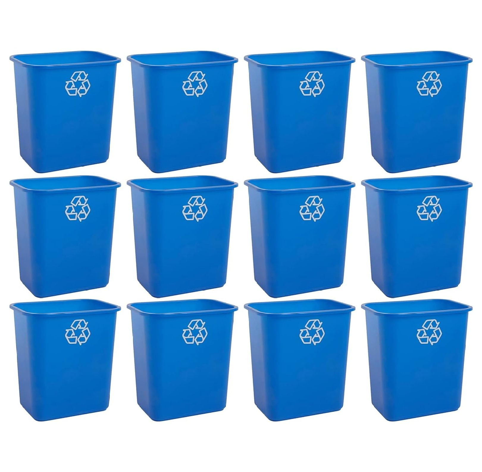 Blue 7 Gallon Rectangular Plastic Recycling Bins, 2 Pack