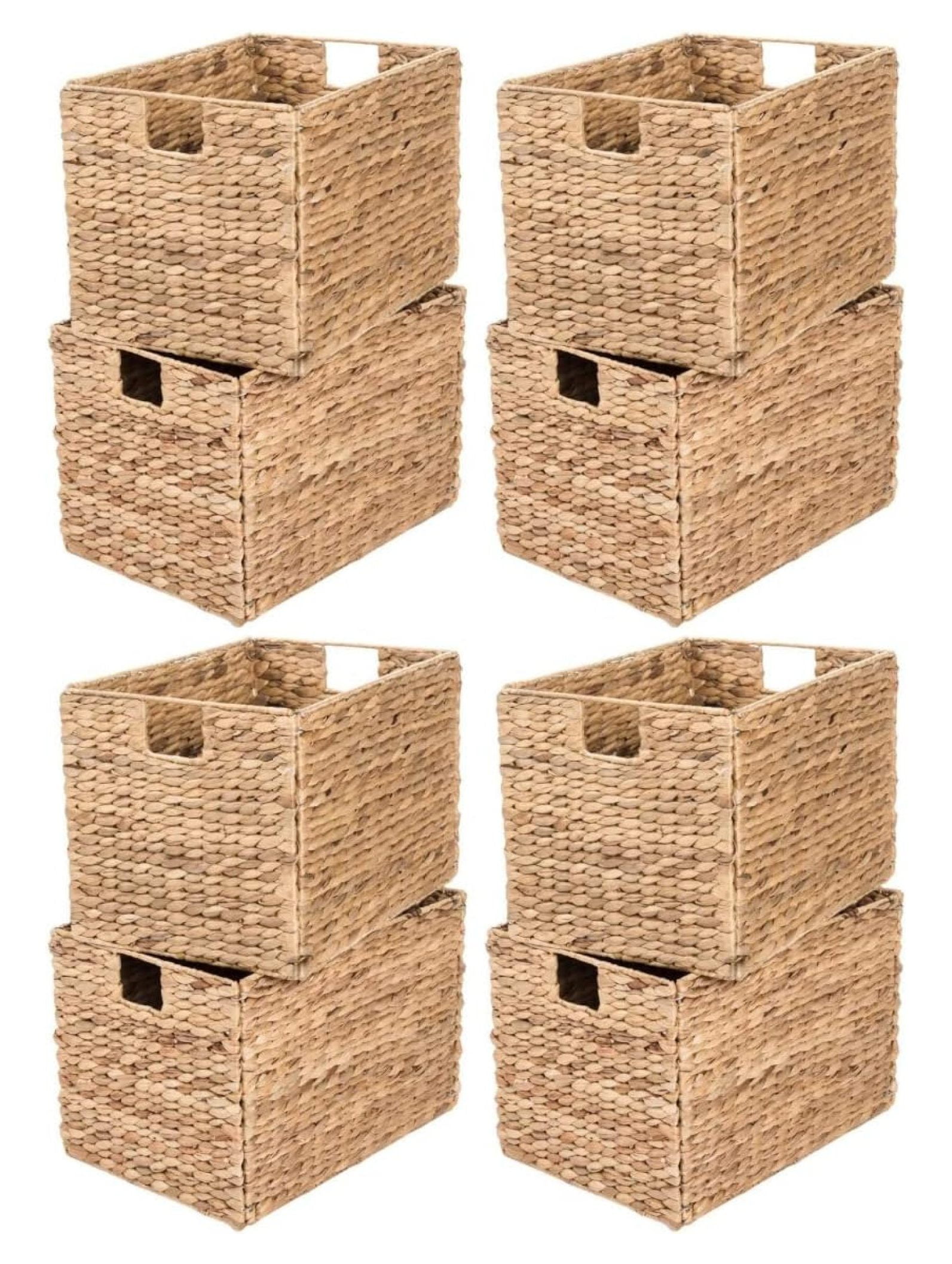 TiaGOC 8 Decorative HandWoven Water Hyacinth Wicker Storage Basket