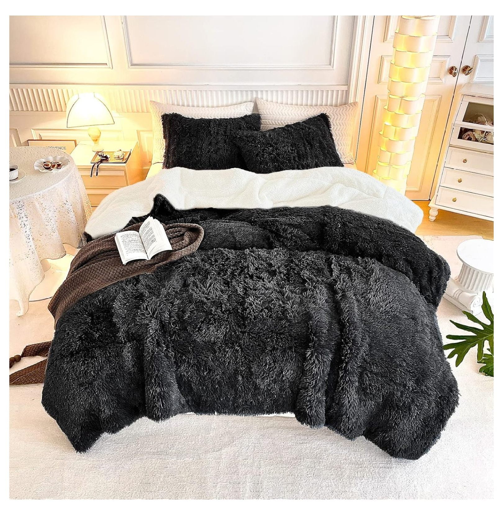 Black Faux Fur Comforter