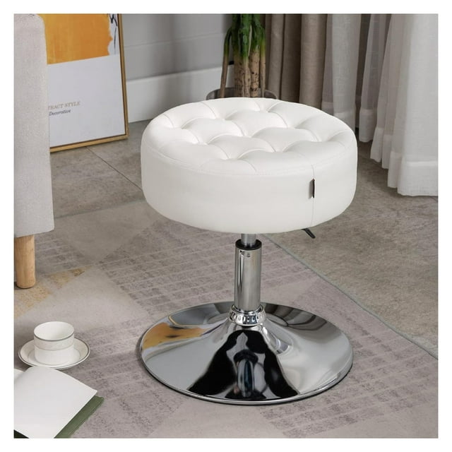 TiaGOC Century Tufted Adjustable Swivel Makeup Ottoman Stool; Modern