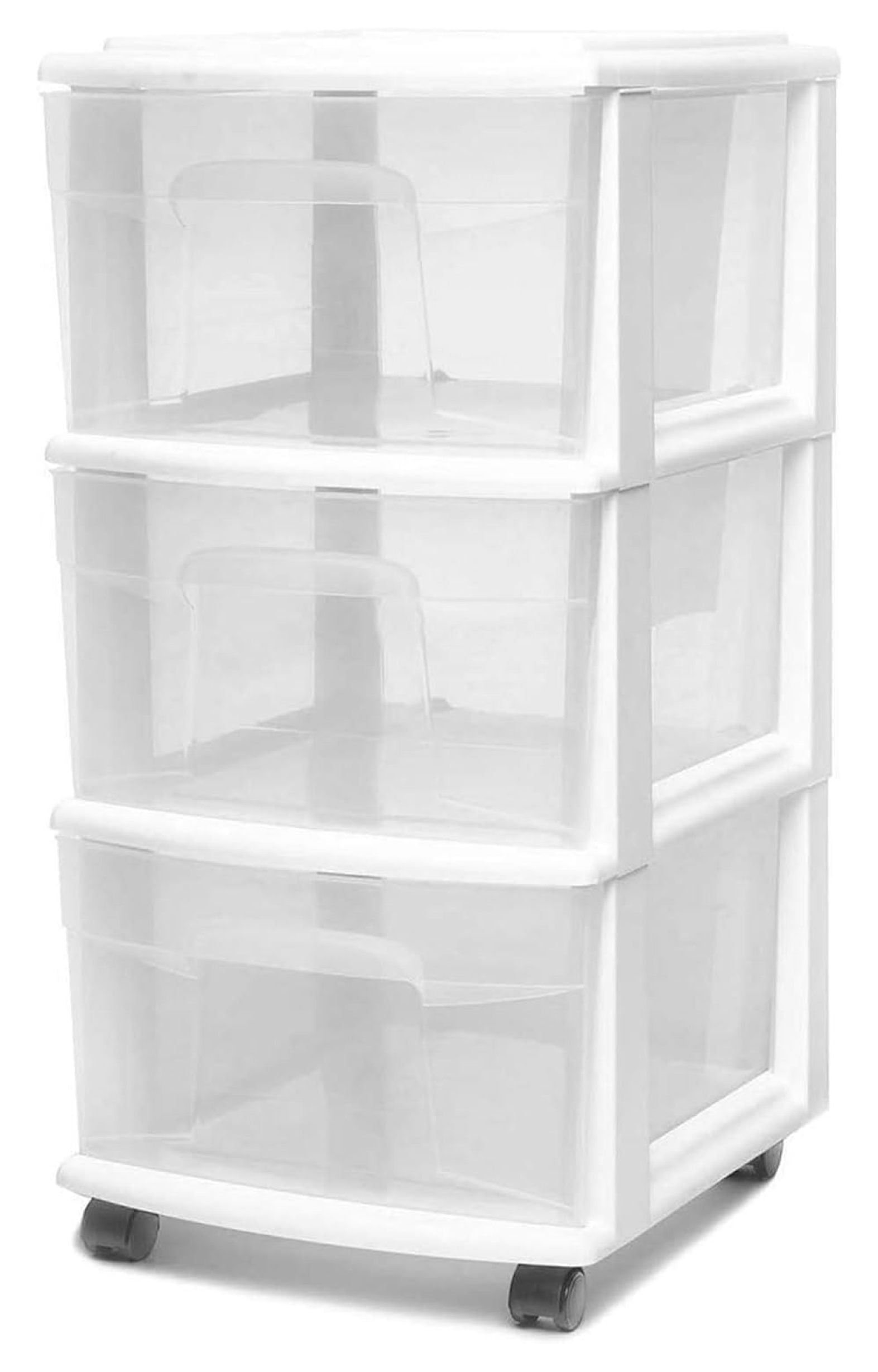 White 3-Drawer Plastic Storage Cart with Wheels