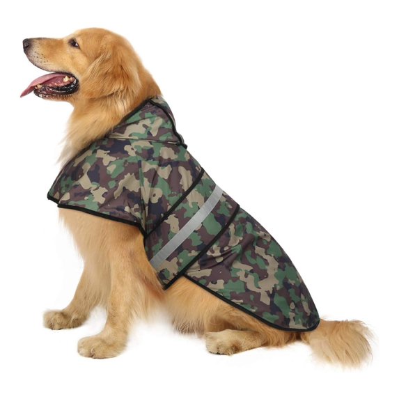 TiaGOC Dog Raincoat Hooded Slicker Poncho for Small to X-Large Dogs and Puppies Camo - L