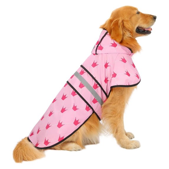 TiaGOC Dog Raincoat Hooded Slicker Poncho for Small to X-Large Dogs and Puppies - L