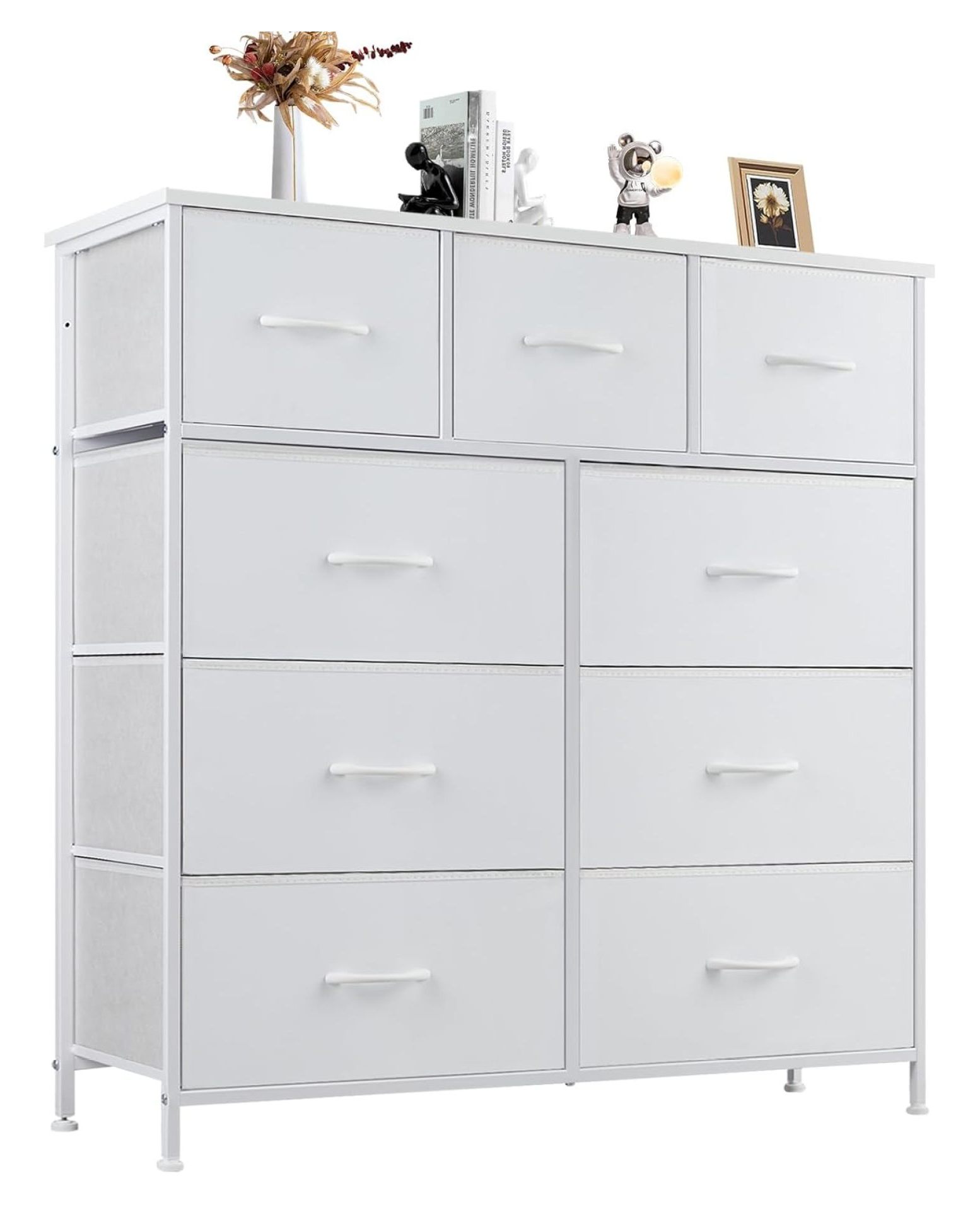 Small Chest Unit TiaGOC Dresser for Bedroom with 9 Fabric Drawers, Tall Chest Organizer ...
