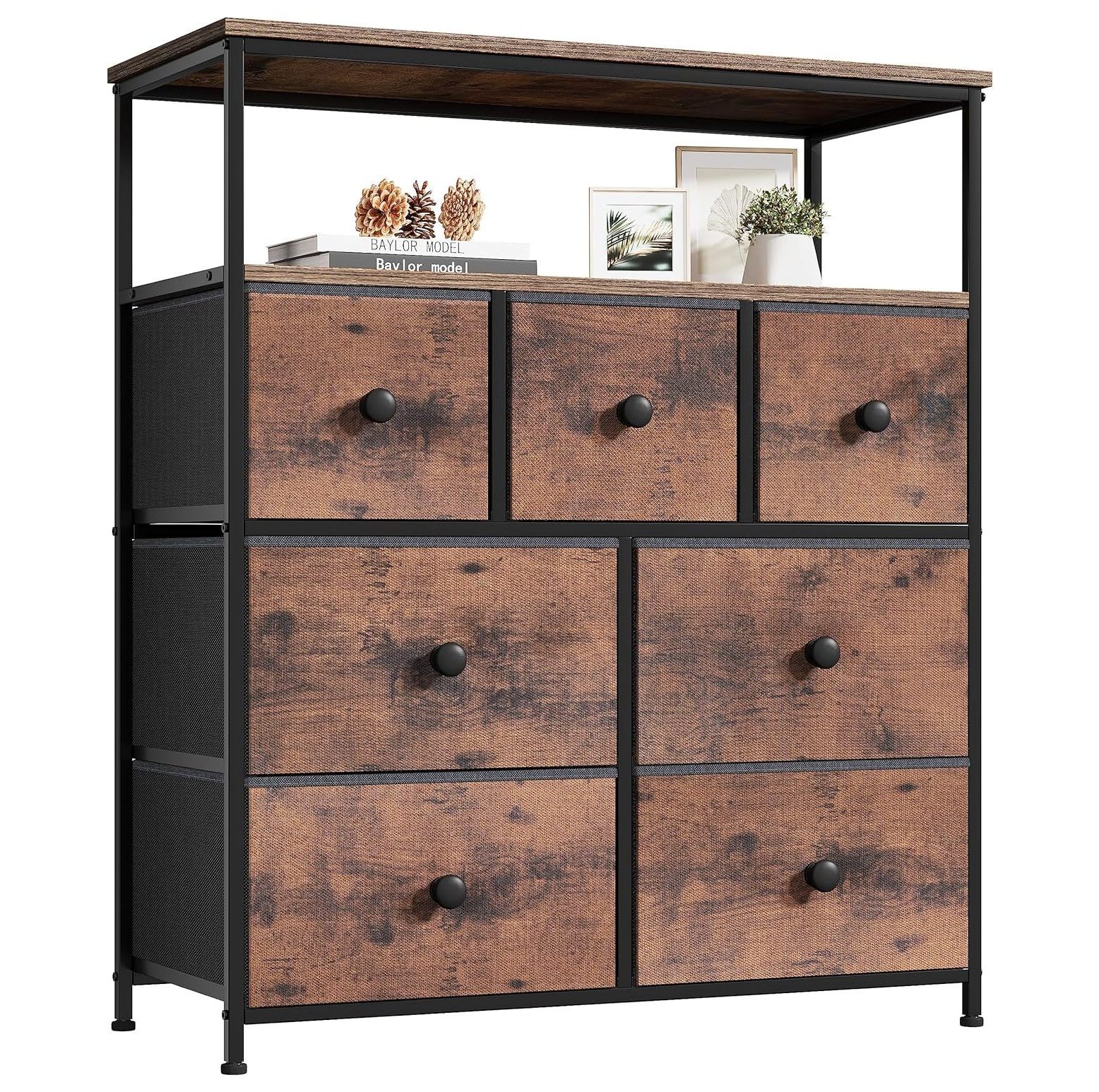 TiaGOC Dresser, Dresser for Bedroom with 7 Drawers, Dresser TV Stand