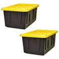 thumbnail image 1 of TiaGOC Durabit 27 Gallon Stackable Home Storage Container Bins Heavy Duty Opaque Base Organization Totes with Snap On Lid, 2 Pack, Black and Yellow, 1 of 9
