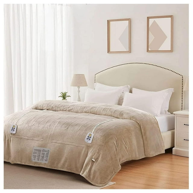 TiaGOC Electric Blanket Queen Size, Heated Blanket Dual Control Soft