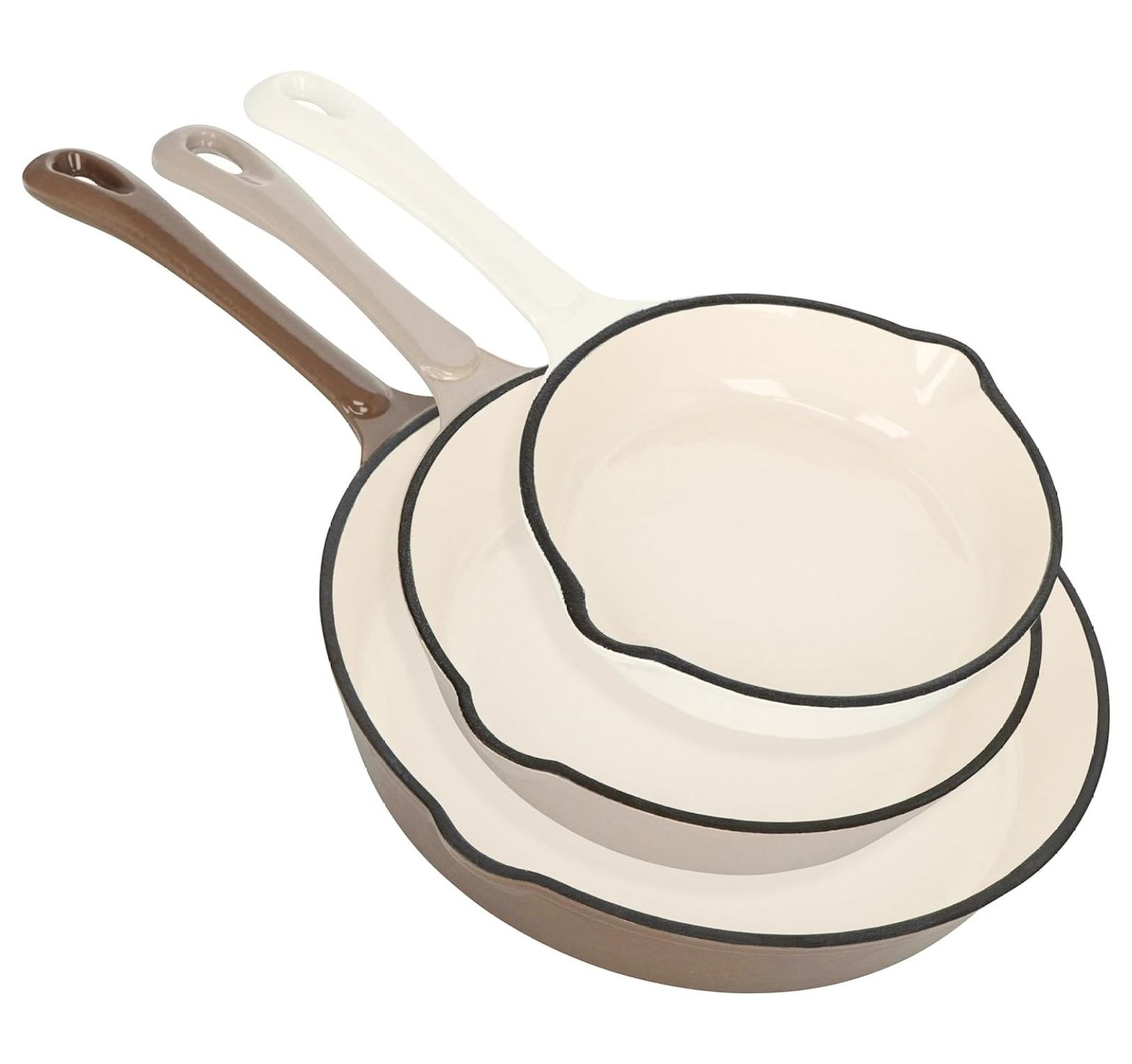 TiaGOC Enameled Cast Iron Cookware Set 3 Piece NonStick Ceramic