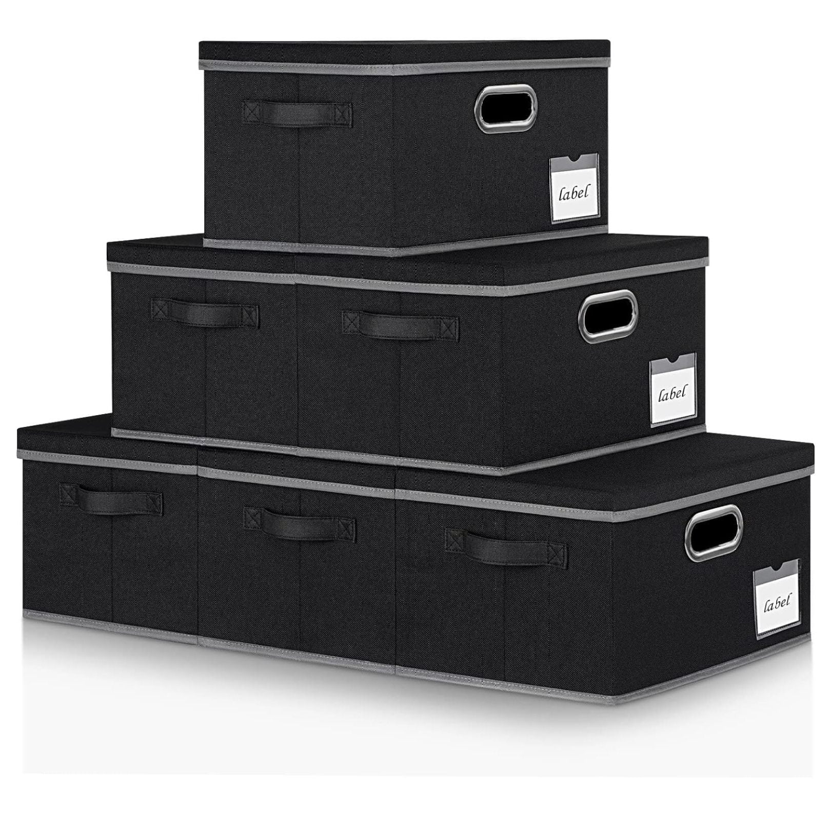 TiaGOC Extra Large Storage Bins with Lids（6Pack）, Foldable Linen Fabric Storage Boxes with Lids