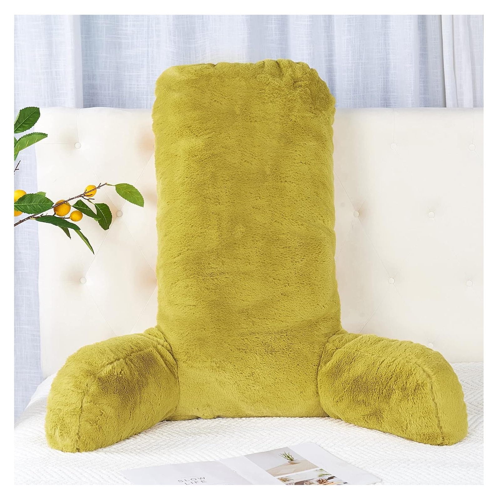 TiaGOC Faux Fur Assembly Need DIY Extra Large Backrest Reading Bed Rest