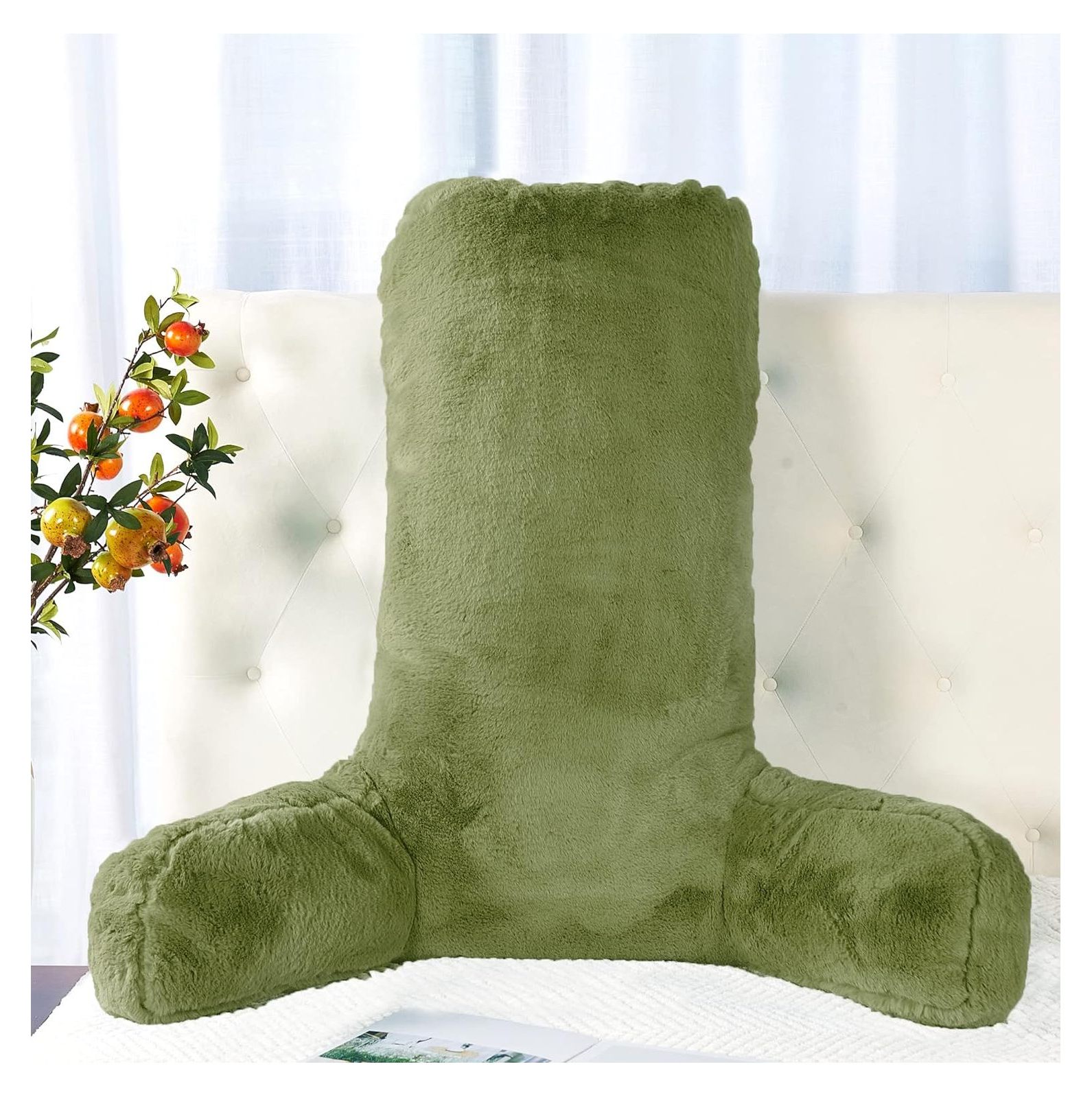 TiaGOC Faux Fur Assembly Need DIY Extra Large Backrest Reading Bed Rest