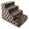 thumbnail image 1 of TiaGOC Foam Pet Steps for Small Dogs and Cats, Portable Ramp Stairs for Couch, Sofa, and High Bed Climbing, Non-Slip Balanced Indoor Step Support, Paw Safe - Brown Lattice Print, 4-Step, 1 of 3