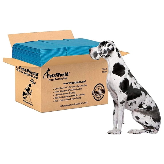 TiaGOC Giant Potty Pads for Dogs, Odor Eliminating 36" x 36" Pee Pads for Dogs, Gigantic Great Dane Pads, 5 Layer Ultra Absorbent Technology, Leak Proof Training Pads for Dogs & Cats, 50 Count